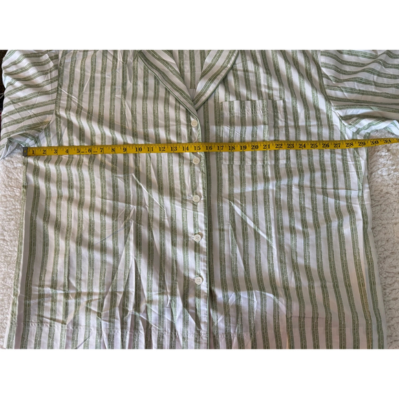 Princess Polly Striped Pajama Shorts Set Size 16 Green and White - Picture 8 of 11